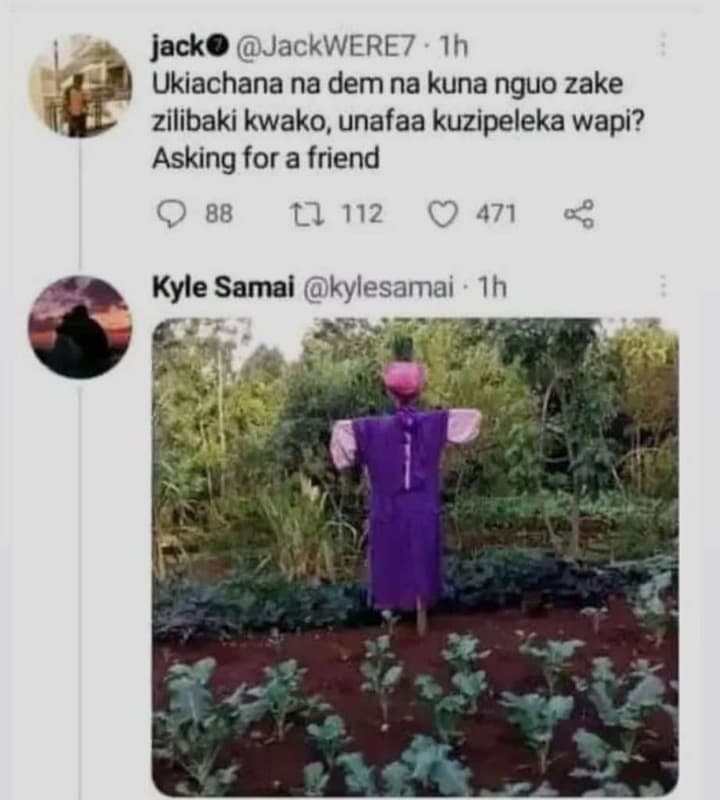 Jacko jackwere7 ih ukiachana na dem na kuna nguo zake zilibaki kwako unafaa kuzi