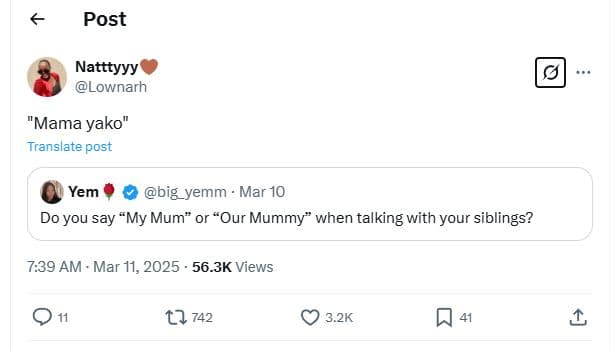 Post natttyyy lownarh mama yako translate post yem big_yemm mar 10 do you say my