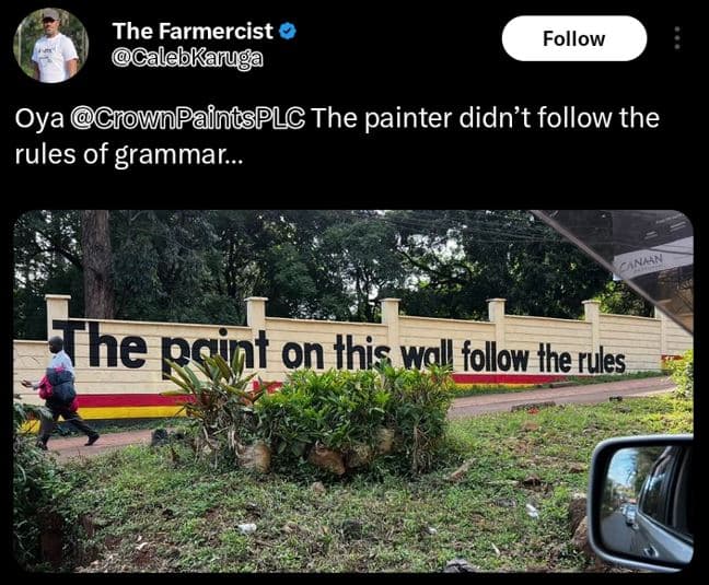 The farmercist alebkaruga follow oya cfownpainísplc the painter didn't follow th