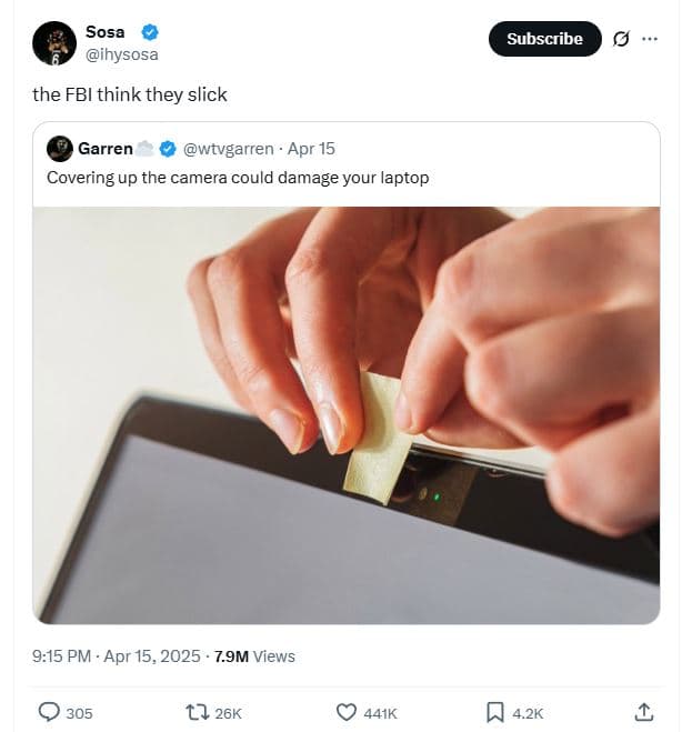 Sosa ihysosa subscribe the fbi think they slick garren wtvgarren apr 15 covering