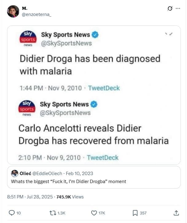 Enzoeterna _ sky sky sports news spoils skysportsnews didier droga has been diag