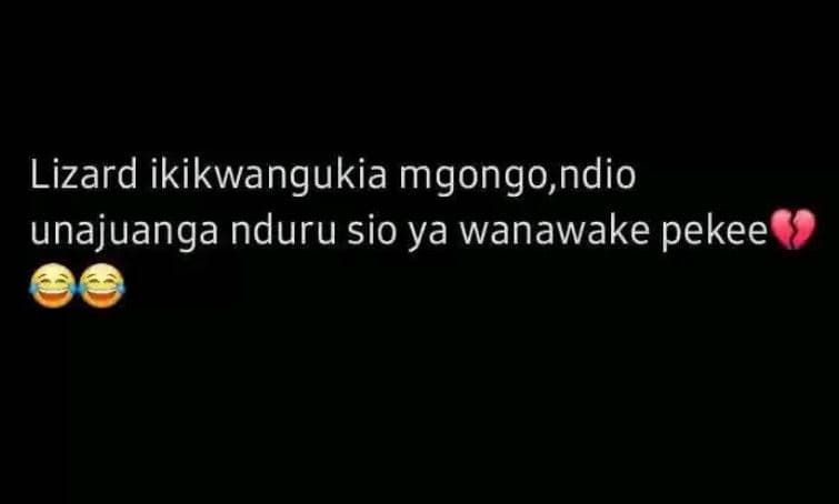 Lizard ikikwangukia mgongo ndio unajuanga nduru sio ya wanawake pekee