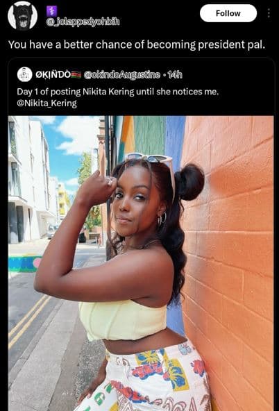 Follow idappedyoibih you have a better chance of becoming president pal. okindo