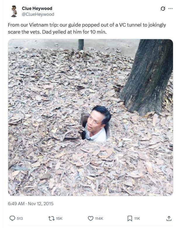 Clue heywood clueheywood from our vietnam trip our guide popped out of a vc tunn