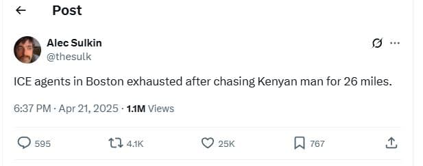 Post alec sulkin thesulk ice agents in boston exhausted after chasing kenyan man