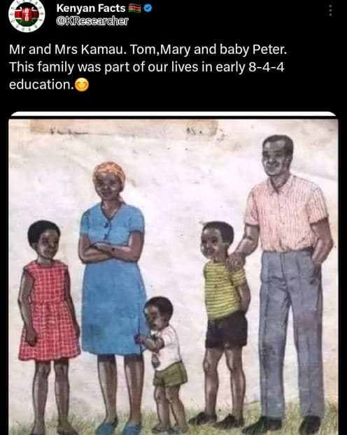 Kenyan facts kresearcher mr and mrs kamau. tom,mary and baby peter. this family