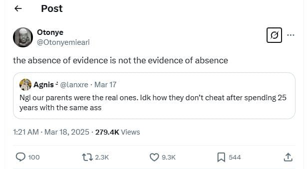 Post otonye otonyemieari the absence of evidence is not the evidence of absence