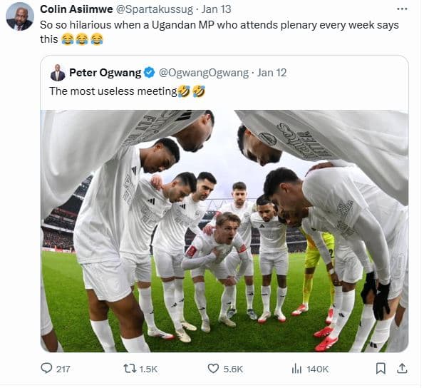 Colin asiimwe spartakussug jan 13 so so hilarious when ugandan mp who attends pl