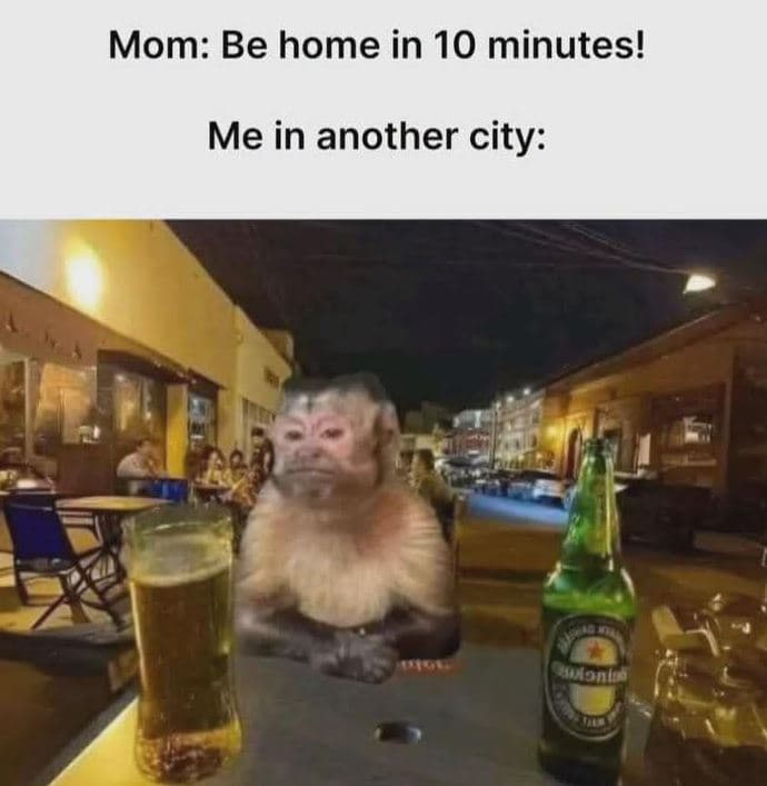 Mom be home in 10 minutes! me in another city