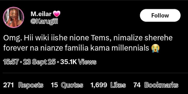 M.eilar karjugn follow omg hii wiki iishe nione tems, nimalize sherehe forever n