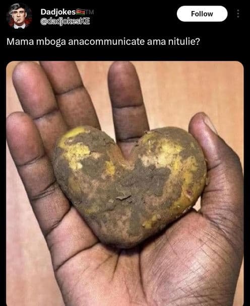 Dadjokes dadjokaske follow mama mboga anacommunicate ama nitulie?