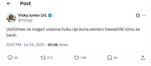 Post vicky junior jr. vickyjr usitishwe na magari unaona huku nje kuna owners ha