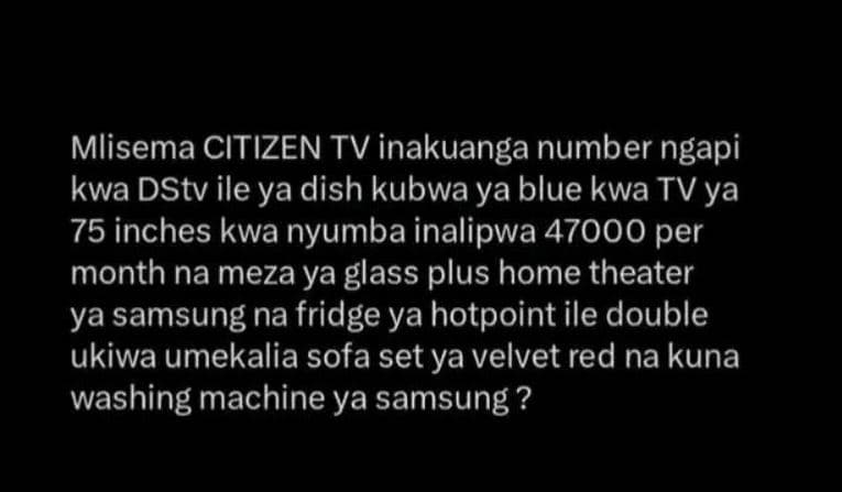 Mlisema citizen tv inakuanga number ngapi kwa dstv ile ya dish kubwa ya blue kwa