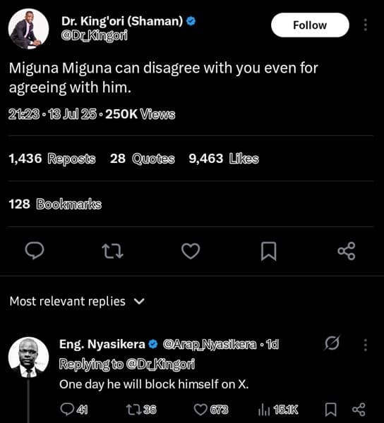 Dr king'ori shaman dr_kingod follow miguna miguna can disagree with you even for