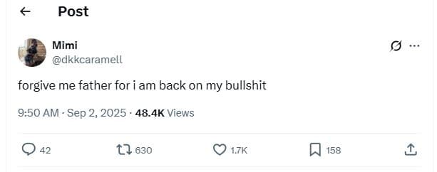 Post mimi dkkcaramell forgive me father for i am back on my bullshit 9.50 am . s