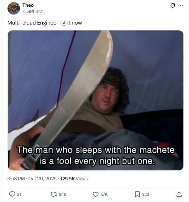 Theo gphilcz multicloud engineer right now the man who sleeps with the machete i