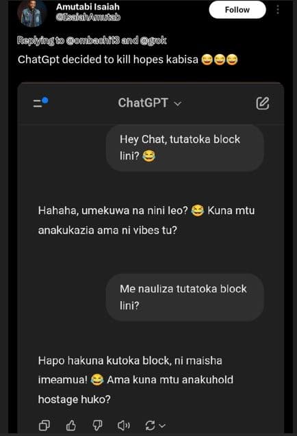 Amutabi isaiah tsaakamutab follow raplyfng mibbadhl3 d gck chatgpt decided to ki