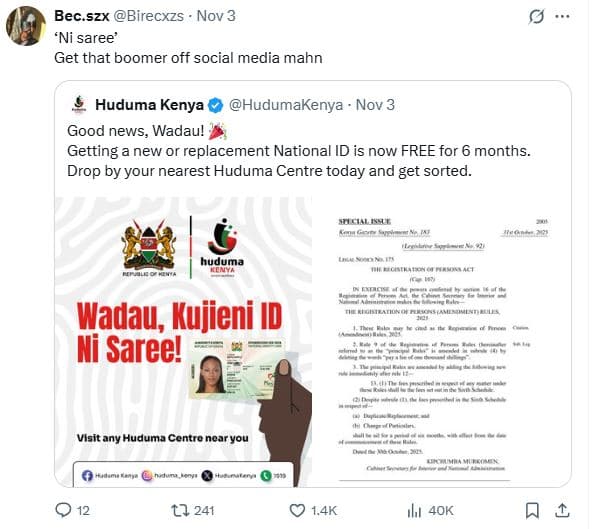 Bec.szx birecxzs nov 3 ni saree' get that boomer off socia media mahn huduma ken