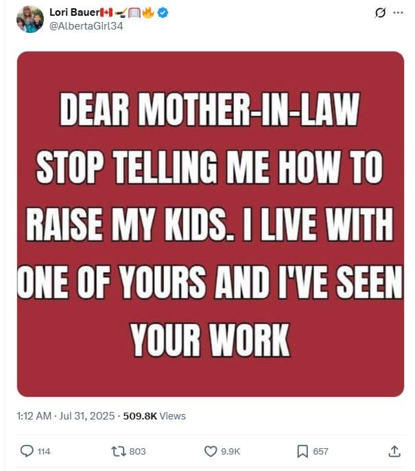 Lori bauerl 1 albertagirl34 dear motherinlaw stop telling me how t0 raise my kid