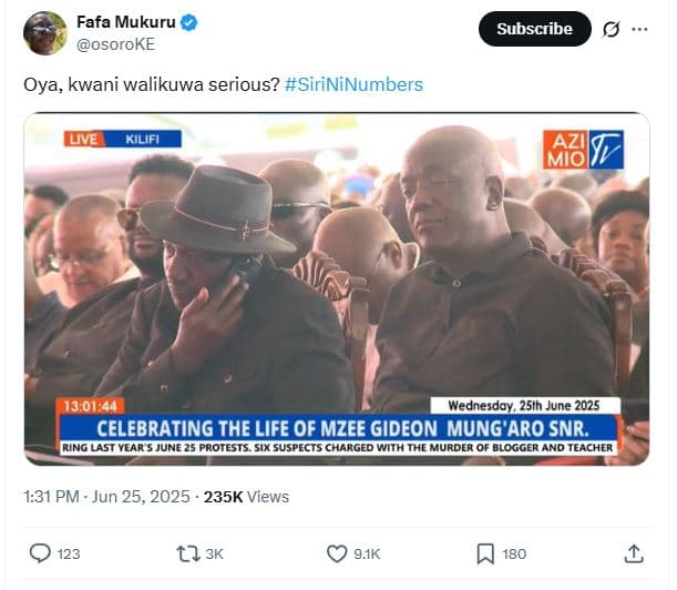 Fafa mukuru osoroke subscribe oya kwani walikuwa serious? sirininumbers uve kili