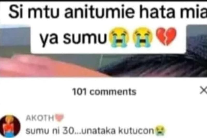 Si mtu anitumie hata mia ya sumu 101 comments akoi sumu ni 30.unataka kutucon