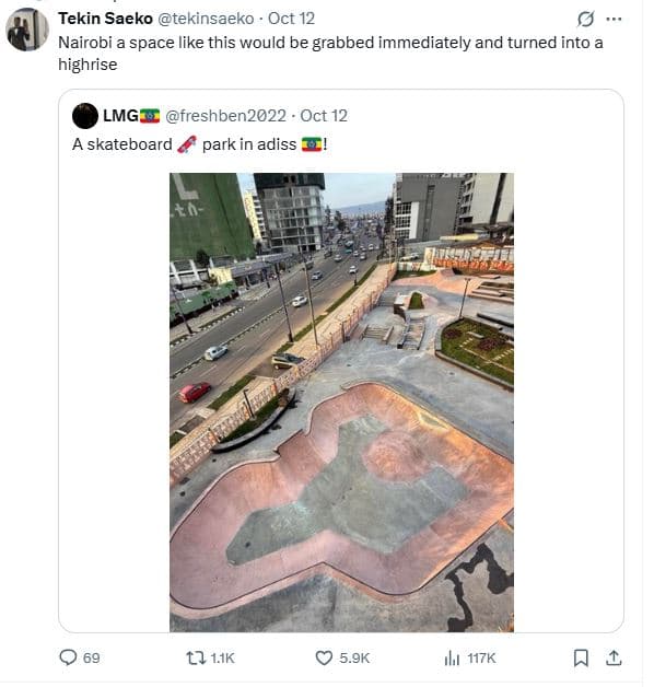 Tekin saeko tekinsaeko oct 12 nairobi a space like this would be grabbed immedia