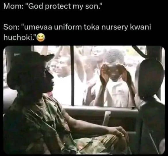 Mom god protect my son son 'umevaa uniform toka nursery kwani huchoki