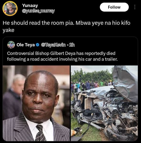 Yunaay yunisemuuniay follow he should read the room pia. mbwa yeye na hio kifo y