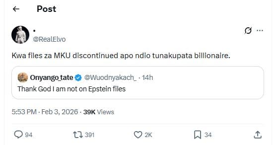 Post realelvo kwa files za mku discontinued apo ndio tunakupata billionaire onya