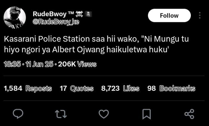 Rudebwoy tm rudebwoy ke follow kasarani police station saa hii wako ni mungu tu