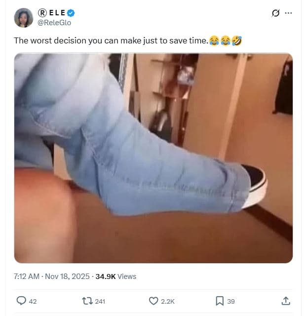 Ele releglo the worst decision you can make just to save time. 469 712 am nov 18