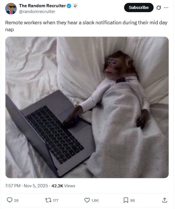 The random recruiter randomrecruiter subscribe remote workers when they hear a s