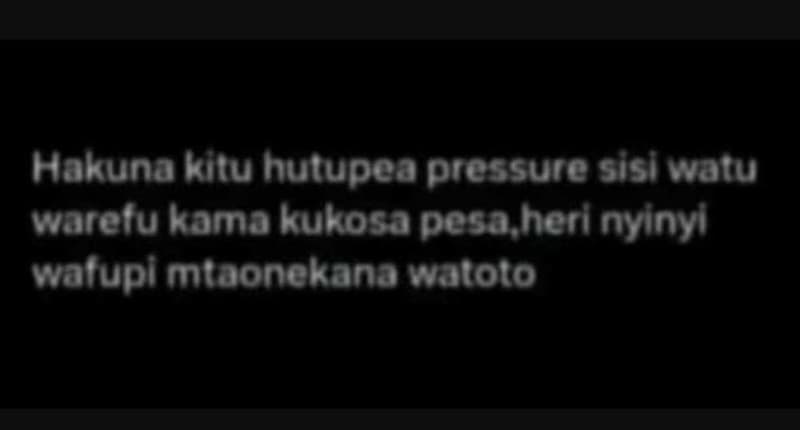 Hakuna kitu hutupea pressure sisi watu warelukamakukosa pesa heri nyinyi walupl