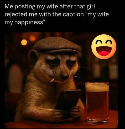 Me posting my wife after that girl rejected me with the caption my wife my happi