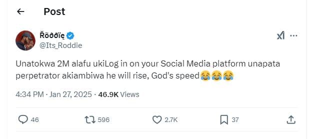 Post kãmwię its_roddie unatokwa 2m alafu ukilog in on your social media platform