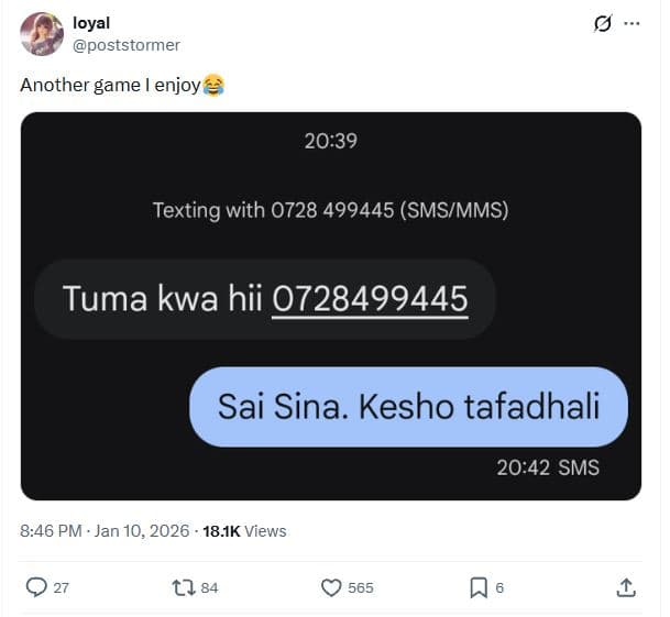 Loyal poststormer another game enjoy 20.39 texting with smsimms tuma kwa hii sai