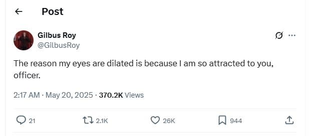 Post gilbus roy gilbusroy the reason my eyes are dilated is because am s0 attrac