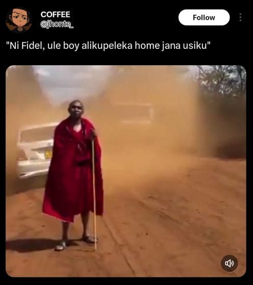 Coffee fhonde follow 'ni fidel, ule boy alikupeleka home jana usiku