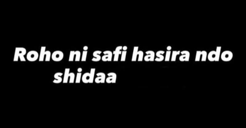 Roho ni safi hasira ndo shidaa