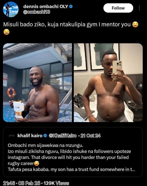 Dennis ombachi oly oudachil3 follow misuli bado ziko, kuja ntakulipia gym i ment