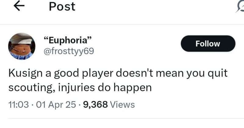 Post 'euphoria frosttyy6g follow kusign a good player doesn't mean you quit scou