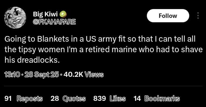Big kiwi fkahafare follow going to blankets in a us army fit so that i can tell