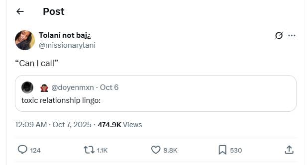 Post tolani not baji missionarylani can call dovenmxn oct 6 toxic relationship l