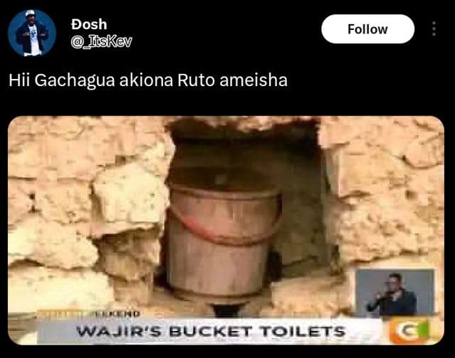 Bosh _iiskev follow hii gachagua akiona ruto ameisha wajir's bucket toilets