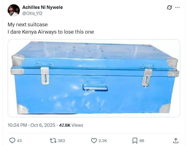 Achilles ni nywele otis_112 my next suitcase dare kenya airways to lose this one