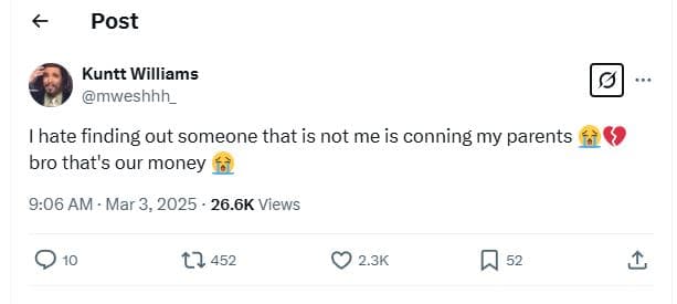 Post kuntt williams mweshhh_ hate finding out someone that is not me is conning