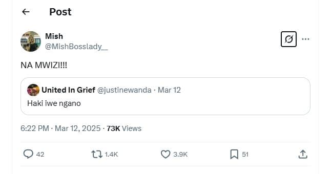 Post mish mishbosslady na mwizi!v! united in grief justinewanda mar 12 haki iwe