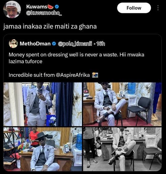 Kuwams pkuwamocho_ follow jamaa inakaa zile maiti za ghana methodman polo_kimanf