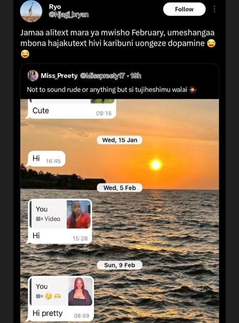 Ryo nasuaypn follow jamaa alitext mara ya mwisho february umeshangaa mbona hajak