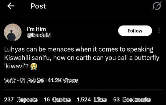 Post im him itseduhi follow luhyas can be menaces when it comes to speaking kisw